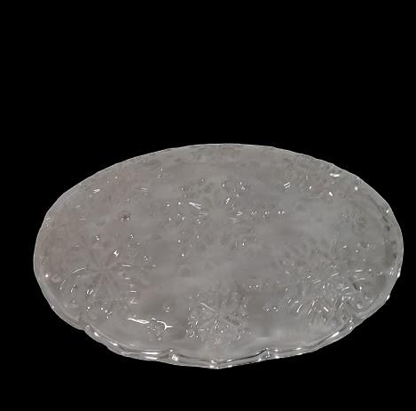 Mikasa Vintage Japanese Crystal Oval Serving Dish Snowflake Pattern
