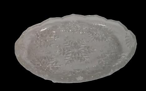 Mikasa Vintage Japanese Crystal Oval Serving Dish Snowflake Pattern