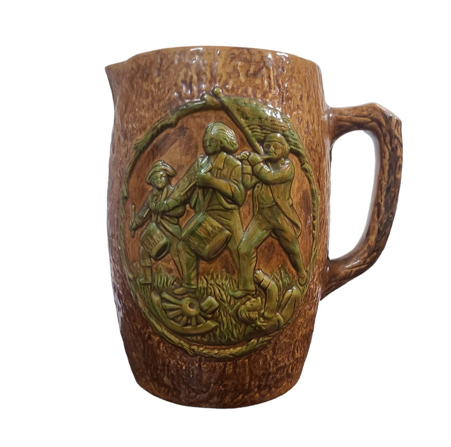 Handmade Pottery Pitcher American National Emblem Betsy Ross Flag Colonies