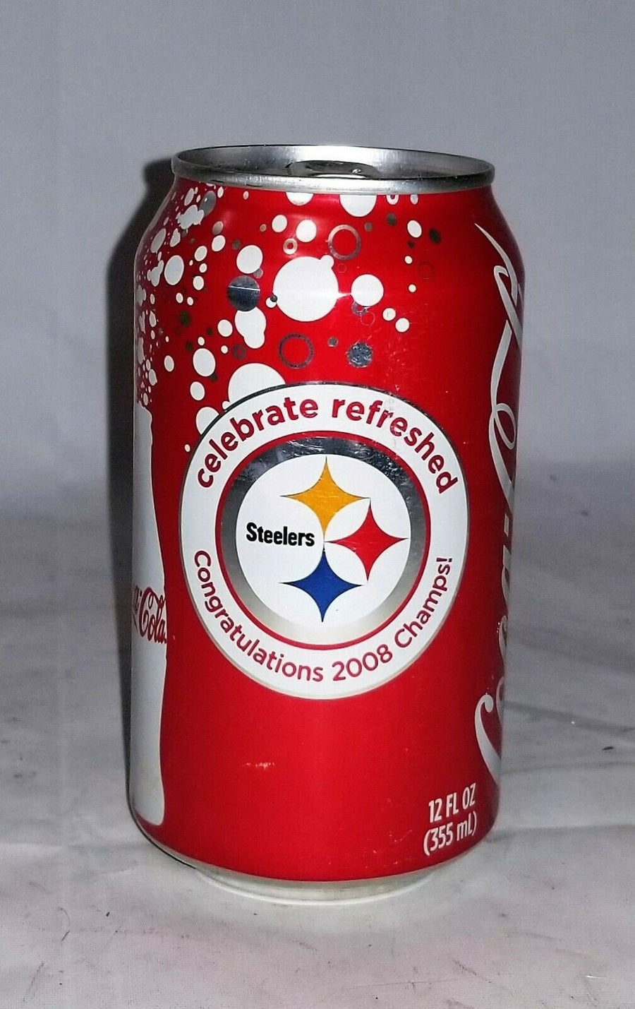 2008 Champions Pittsburgh PA Steelers Full Coca Cola Can