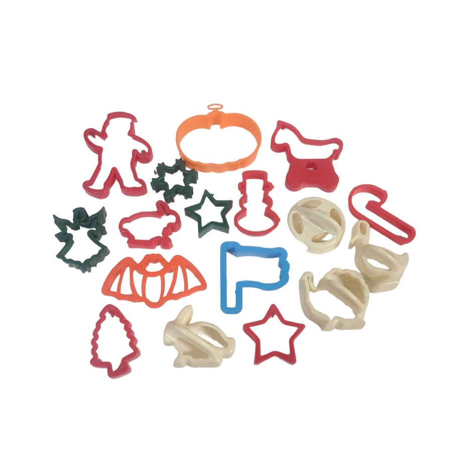 Plastic Cookie Cutters Lot of Seventeen Assorted Shapes Holiday Animals Shapes