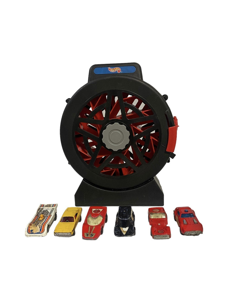 Mattel Hot Wheels Spinning 16 Car Case With 5 Cars 1998