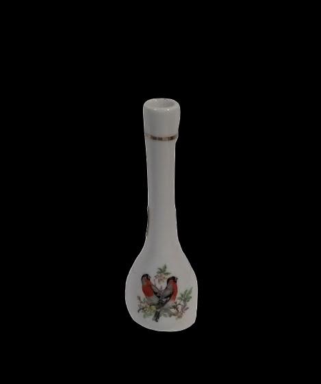 Japanese Vintage MCM 002 Bud Vase birds Gold Trim Long Neck