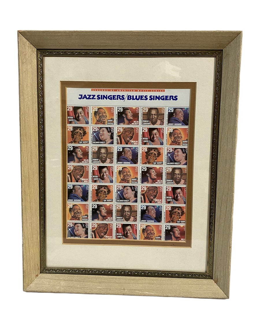 Jazz/Blues Singers Framed Sheet of 35 x 29 Cent Stamps Legends of American Music