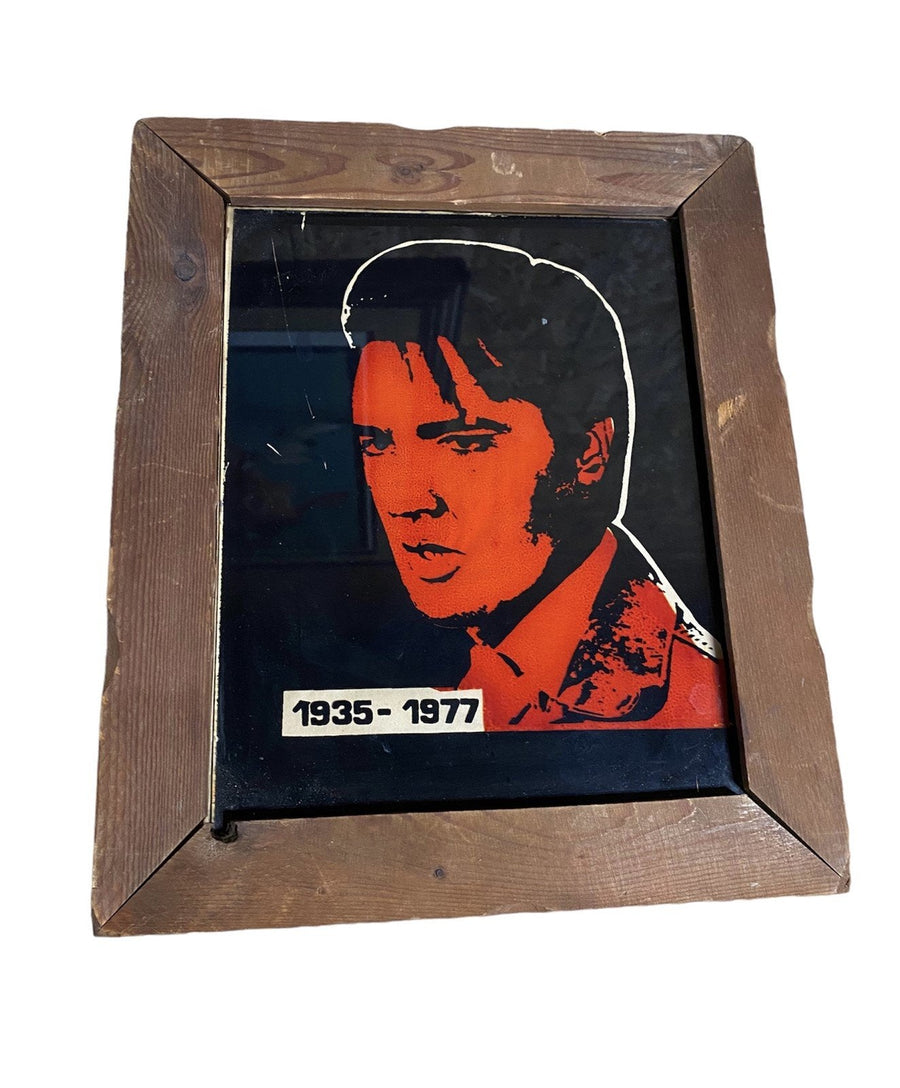 Elvis Presley Portrait Printed on Glass Layered Art Work 1970s Carnival Prize