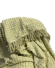 Linen and Yarn Queen Size Bed Spread Pastel lime green 107" x 92"