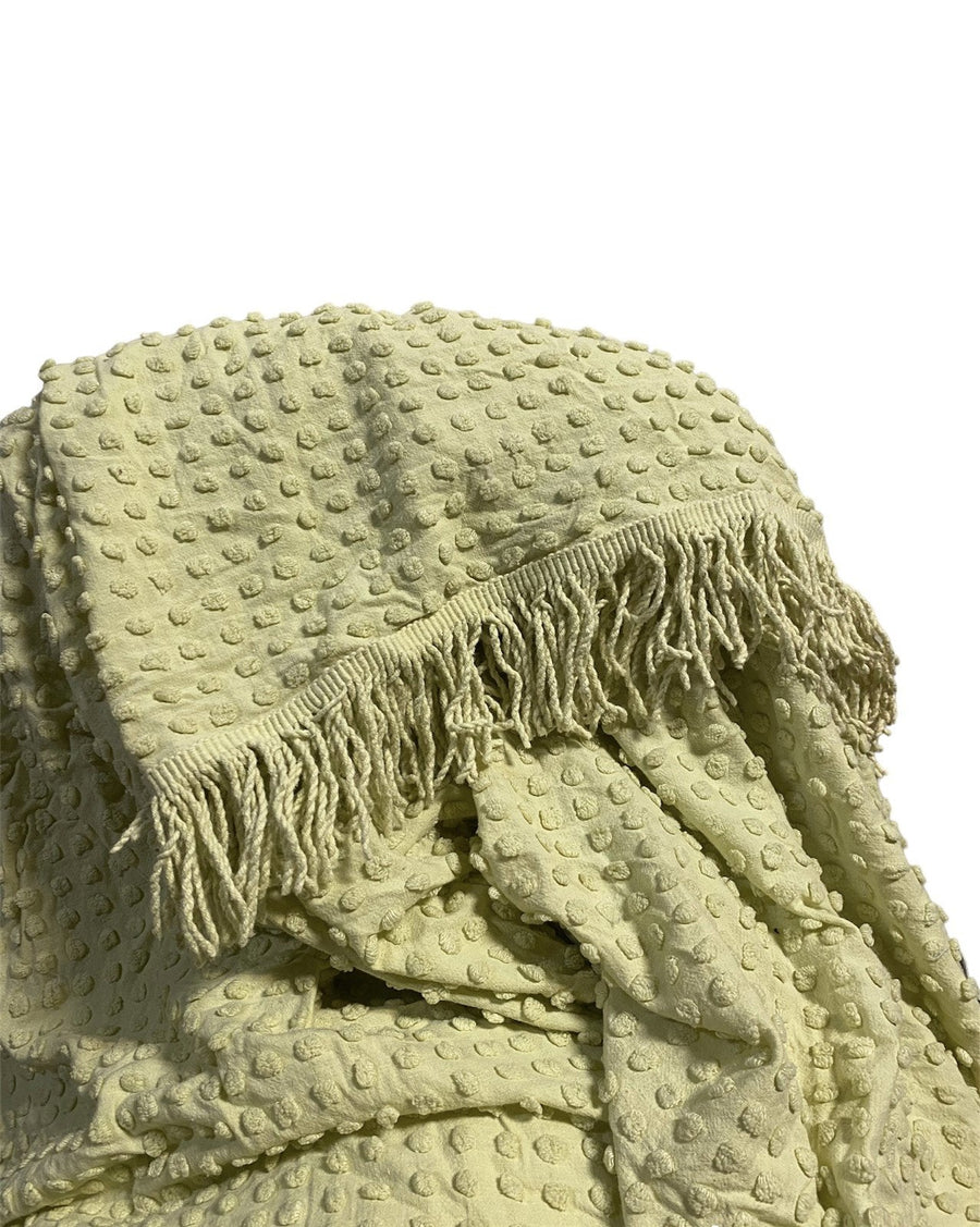 Linen and Yarn Queen Size Bed Spread Pastel lime green 107" x 92"
