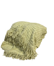 Linen and Yarn Queen Size Bed Spread Pastel lime green 107" x 92"
