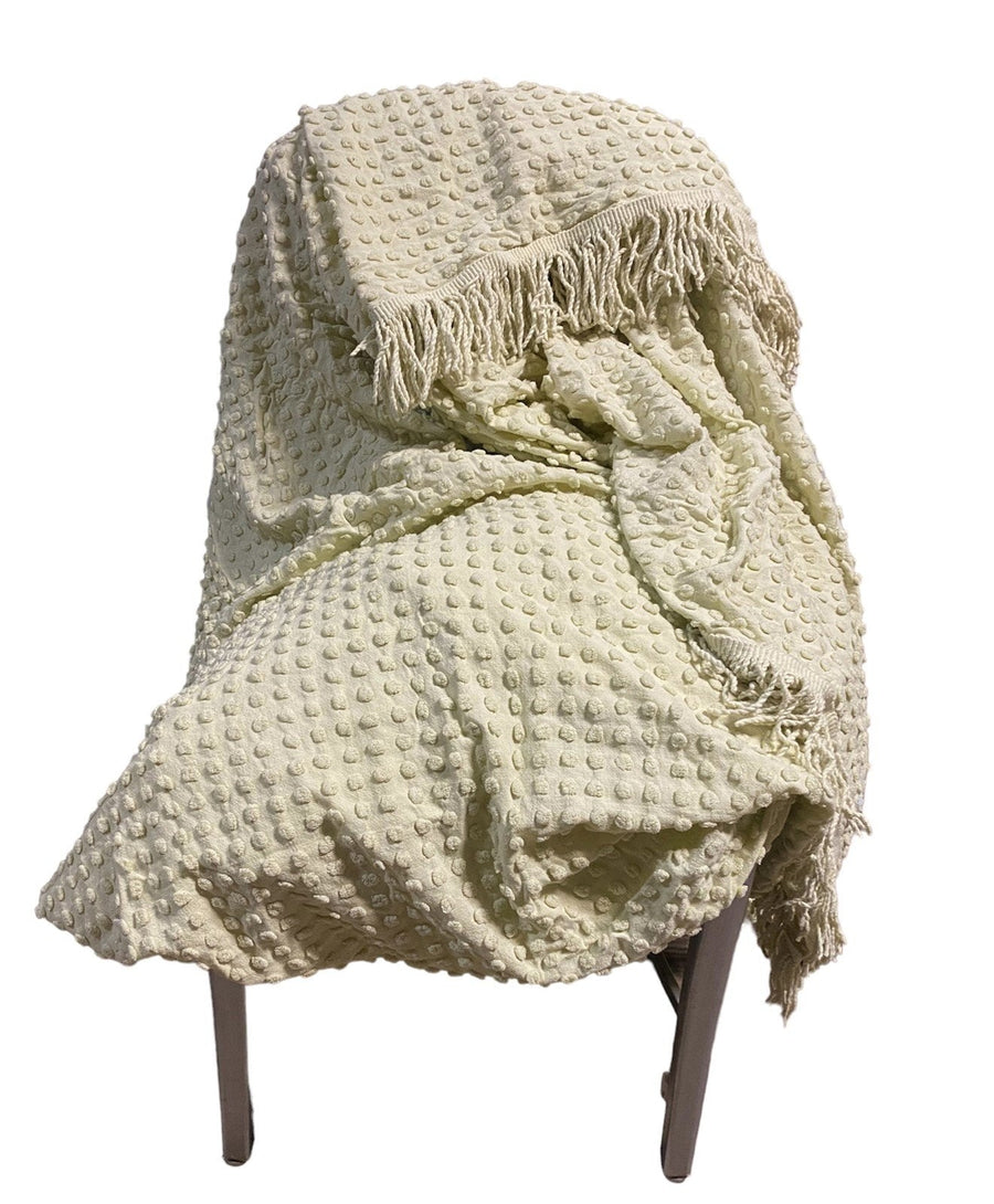 Linen and Yarn Queen Size Bed Spread Pastel lime green 107" x 92"