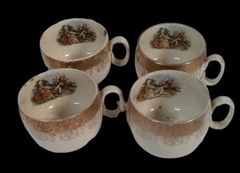 Crest-O-Gold Vintage Sabin Courting Couple Coffee Tea Plate Bowl Sugar w/ Lid