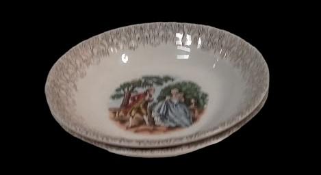 Crest-O-Gold Vintage Sabin Courting Couple Coffee Tea Plate Bowl Sugar w/ Lid