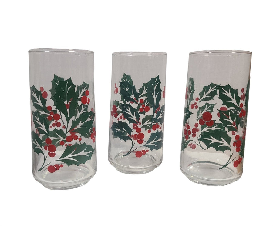 Indiana Glass Vintage Set of Three Holly Berries Tumblers Drinking Gla – Shop Cool Vintage Decor