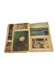 Antique Scrapbook c. 1930s, Color Newspaper Articles, Flowers, French Women