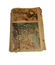 Antique Scrapbook c. 1930s, Color Newspaper Articles, Flowers, French Women