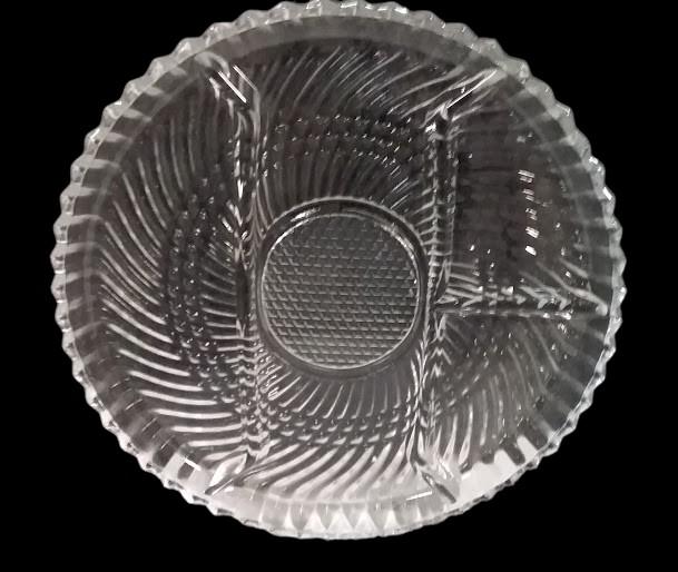 Glass Relish Tray Swirl Design 4 Sections