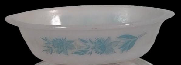 Glasbake Vintage Casserole Pan with Lid J-235 1 Quart Blue Thistle Pattern