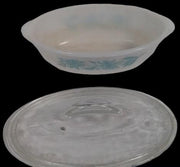 Glasbake Vintage Casserole Pan with Lid J-235 1 Quart Blue Thistle Pattern