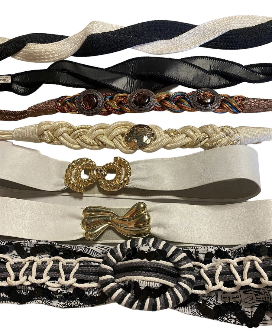 Retro Trendy Mixed Belt Lot Various Sizes Small to Petite Large Waist Belt 1980s