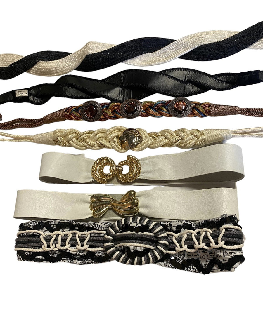 Retro Trendy Mixed Belt Lot Various Sizes Small to Petite Large Waist Belt 1980s