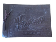 Vintage Embossed Horse Buggy Brown Leather Faux Leather Photobook 8 Photos