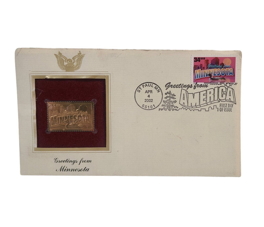 Greetings From Minnesota Gold Stamp United States Postal Service Vintage 2002