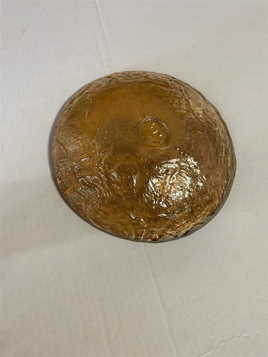 MCM Blown Glass Iridescent Amber Color Fruit Bowl/Decorative Bowl