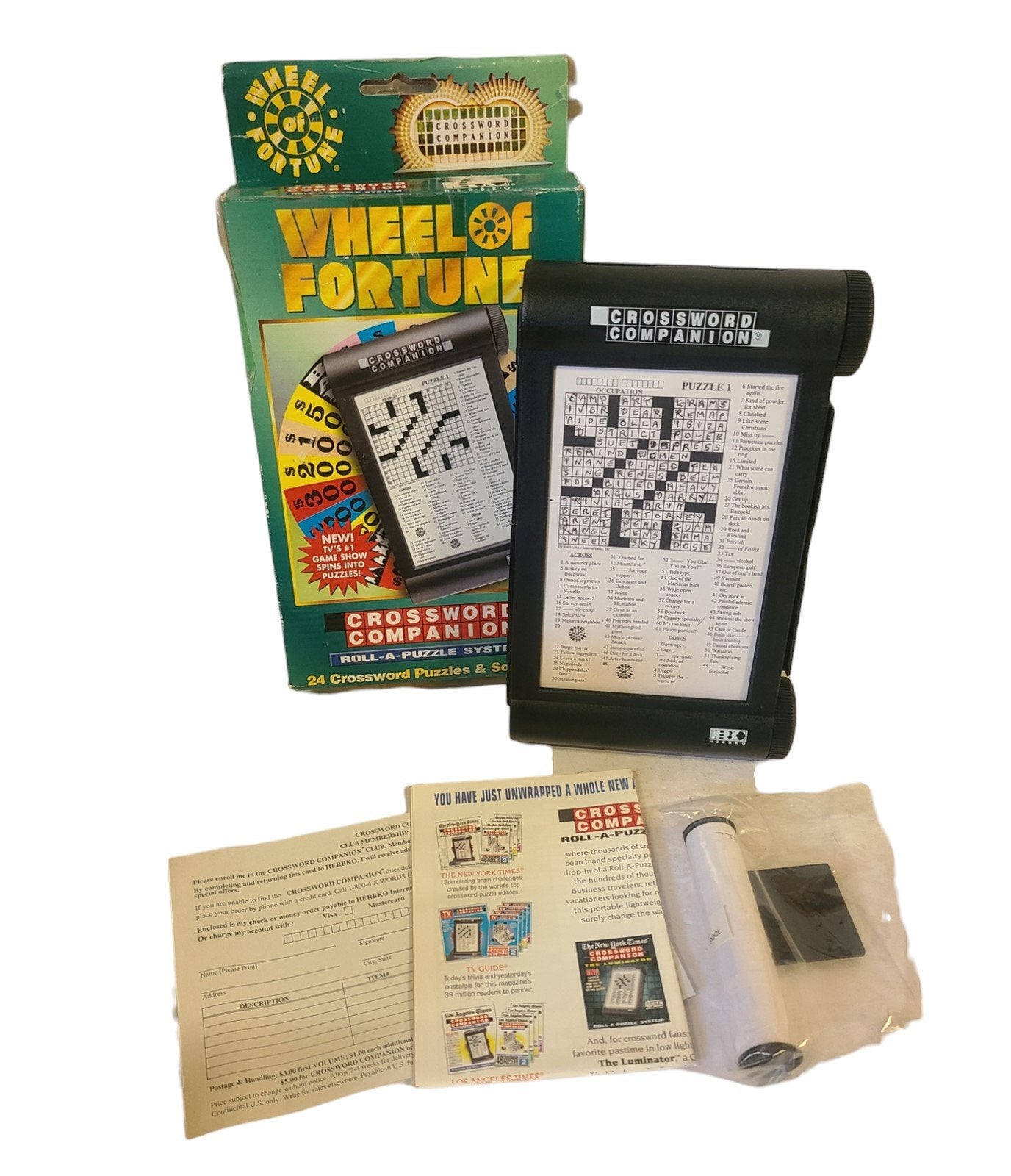 Wheel of Fortune Crossword Companion Vintage Handheld Game Roll-A-Puzzle 1990s