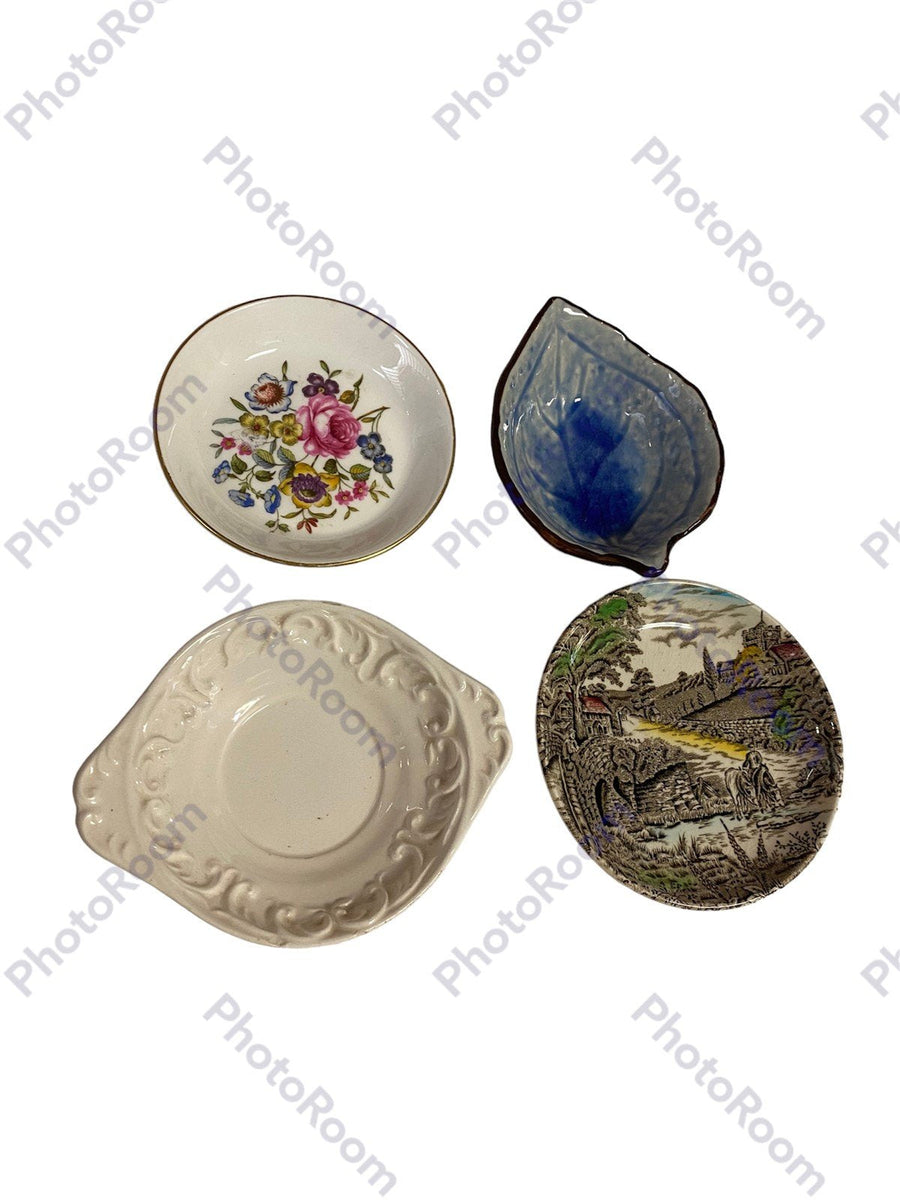 Mini Trinket Dish Lot of 4, 4-5" Diameter Dainty Trinket Dishes