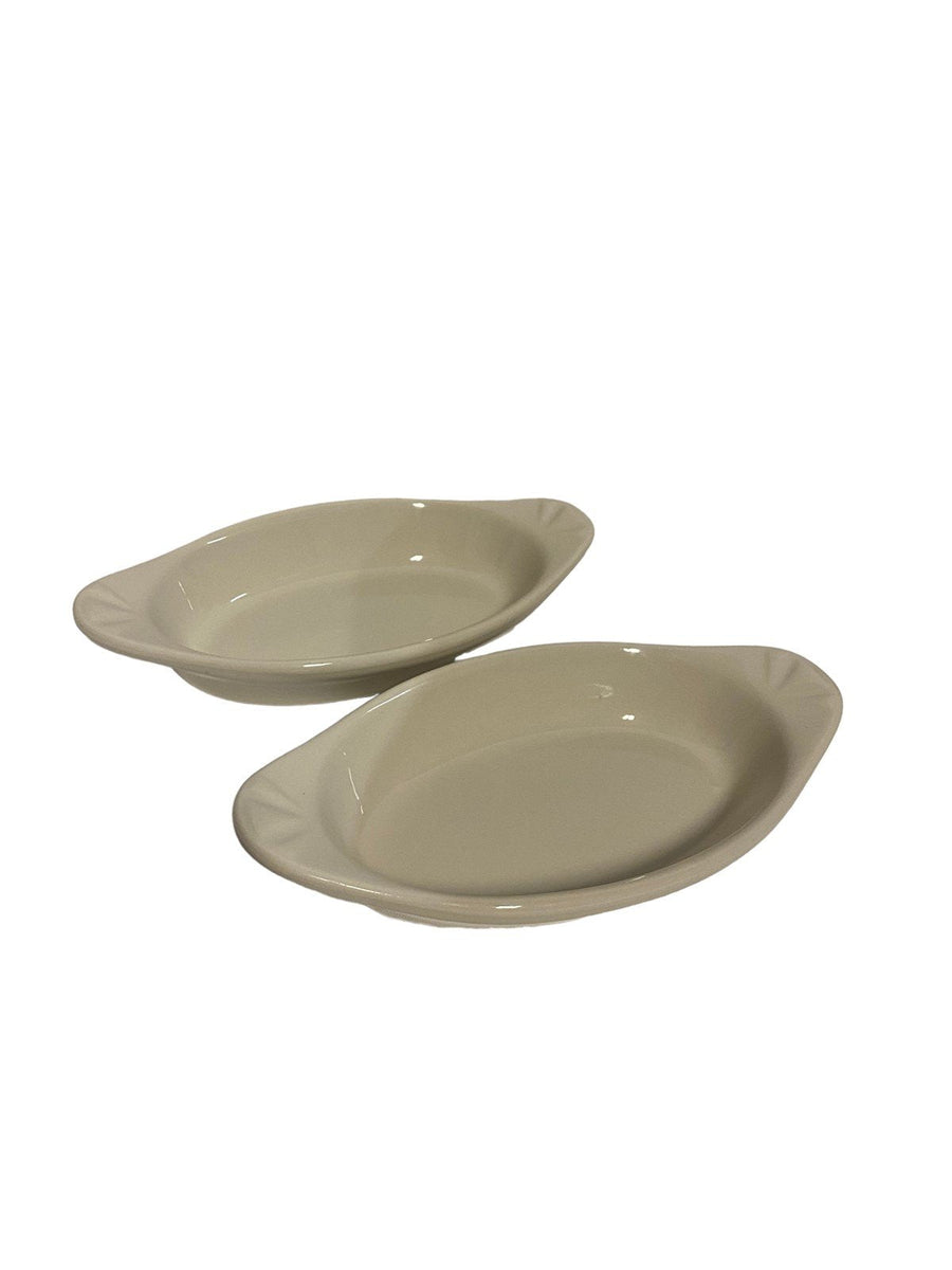 Ceramic Ivory Serving Dishes Set of 2 By PDQ USA #4535