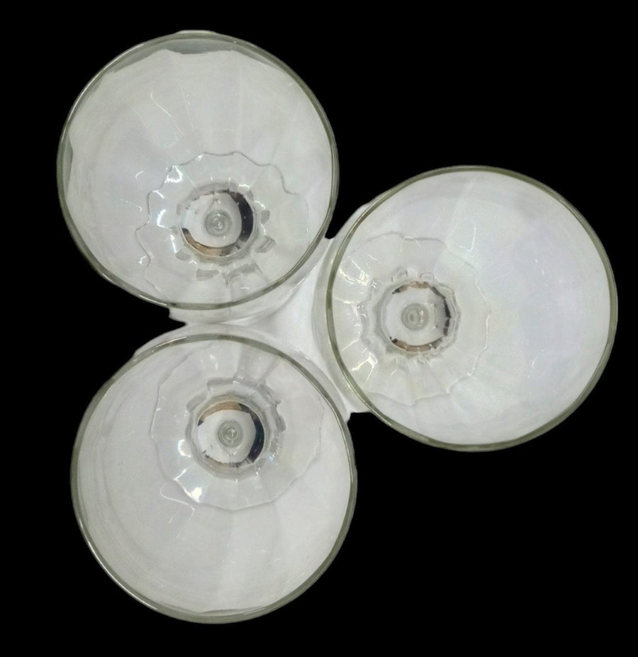 Crystal Wine Goblets Antique Set of 3 Vintage Clear