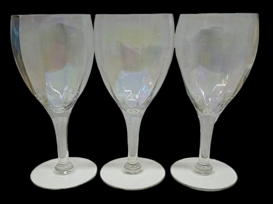 Crystal Wine Goblets Antique Set of 3 Vintage Clear