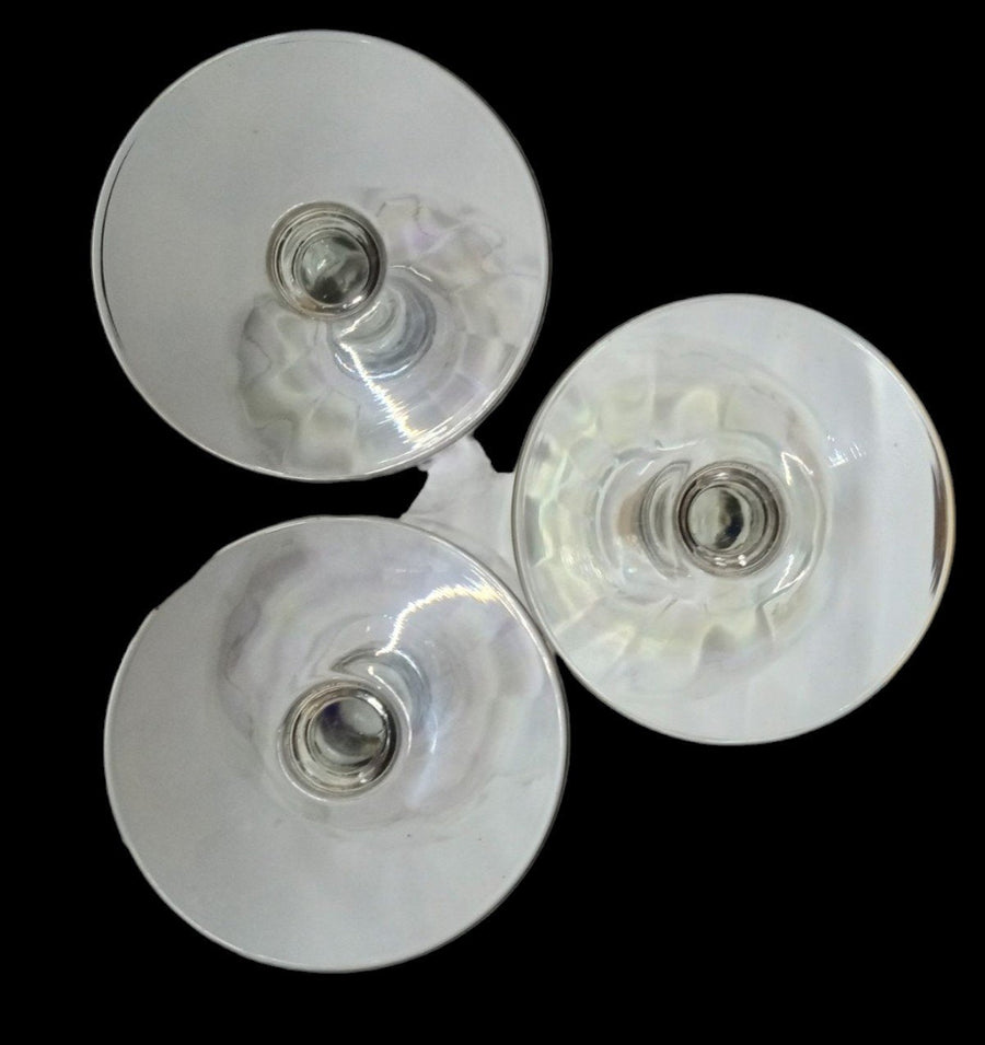 Crystal Wine Goblets Antique Set of 3 Vintage Clear