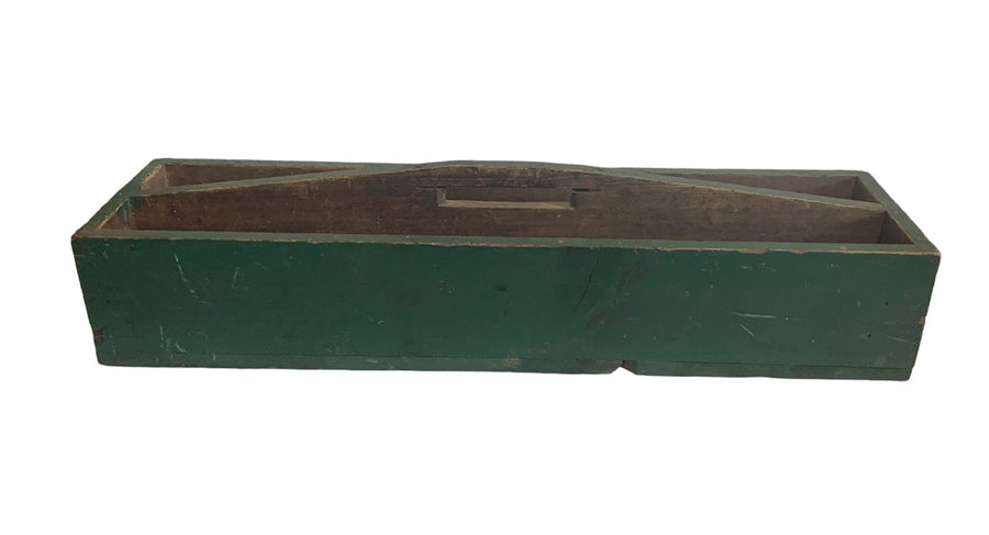 Rustic Wooden Toolbox with Handle Green Painted