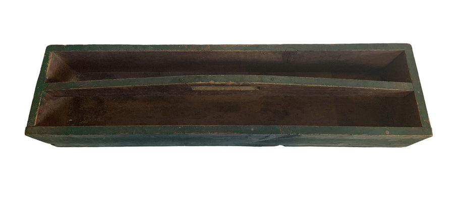Rustic Wooden Toolbox with Handle Green Painted