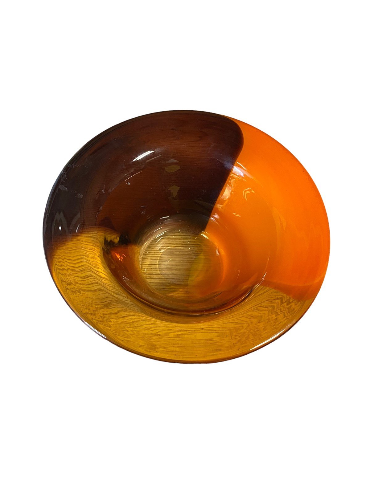 Teleflora Vintage Amber Amethyst and Orange Glass Decorative Bowl