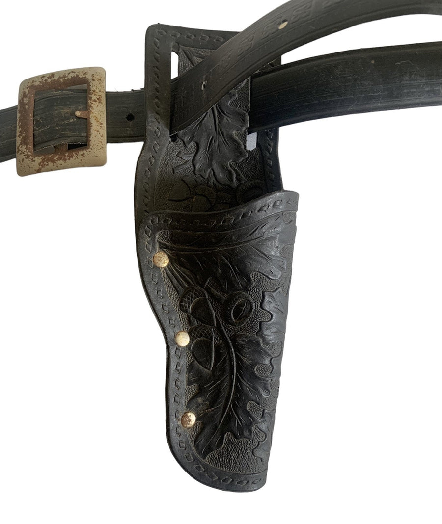 Vintage Pony Boy Diecast Toy Prop Gun Adjustable Holster Pleather Western Design