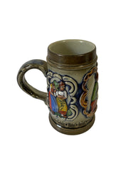 Vintage German Style Beer Stein Pewter Lid Tankard Ceramic Letter B Collector