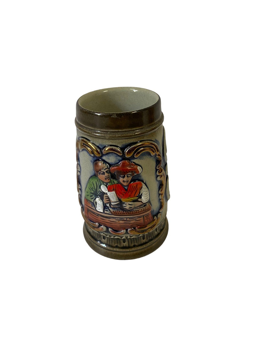 Vintage German Style Beer Stein Pewter Lid Tankard Ceramic Letter B Collector