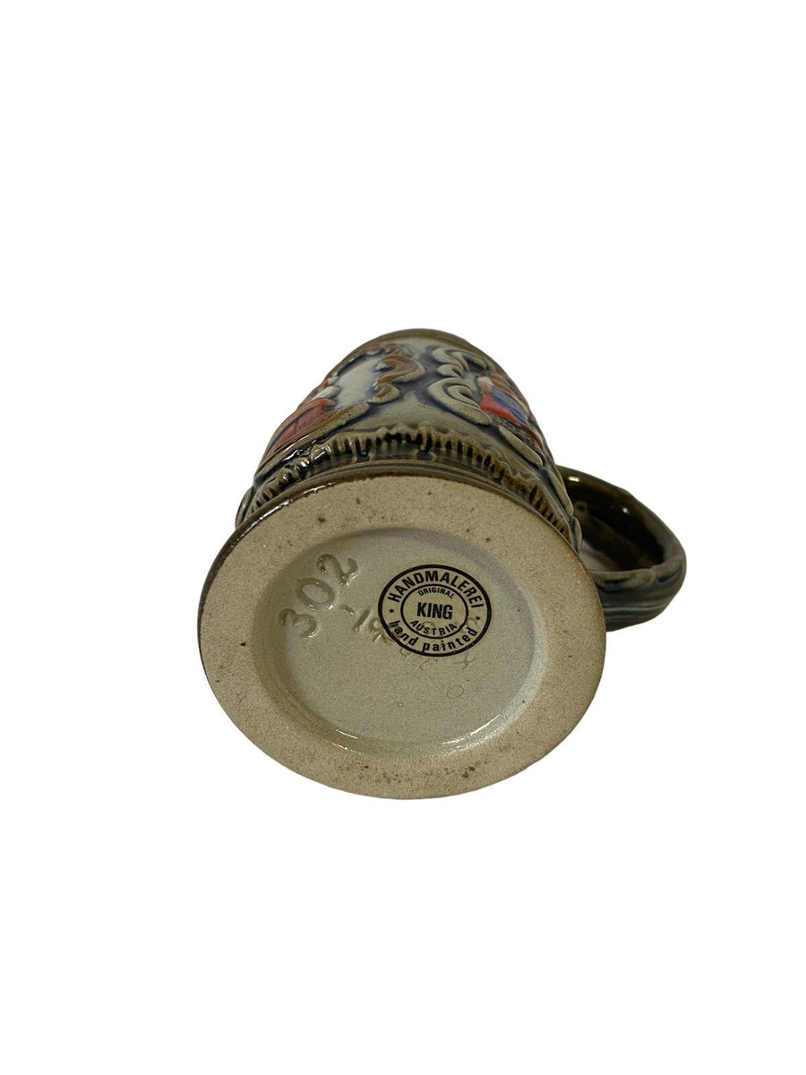 Vintage German Style Beer Stein Pewter Lid Tankard Ceramic Letter B Collector