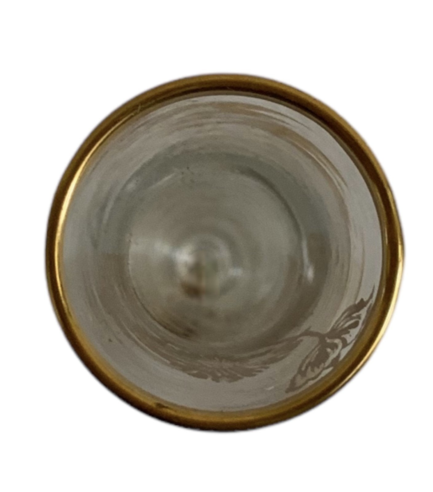 Vintage Gold Small Floral Print Glass Round Footed Bud Flower Vase