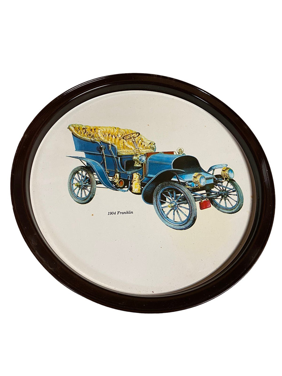 Franklin 1904 Tin Metal Trays 2 Sizes All Vintage Cars Set of 9
