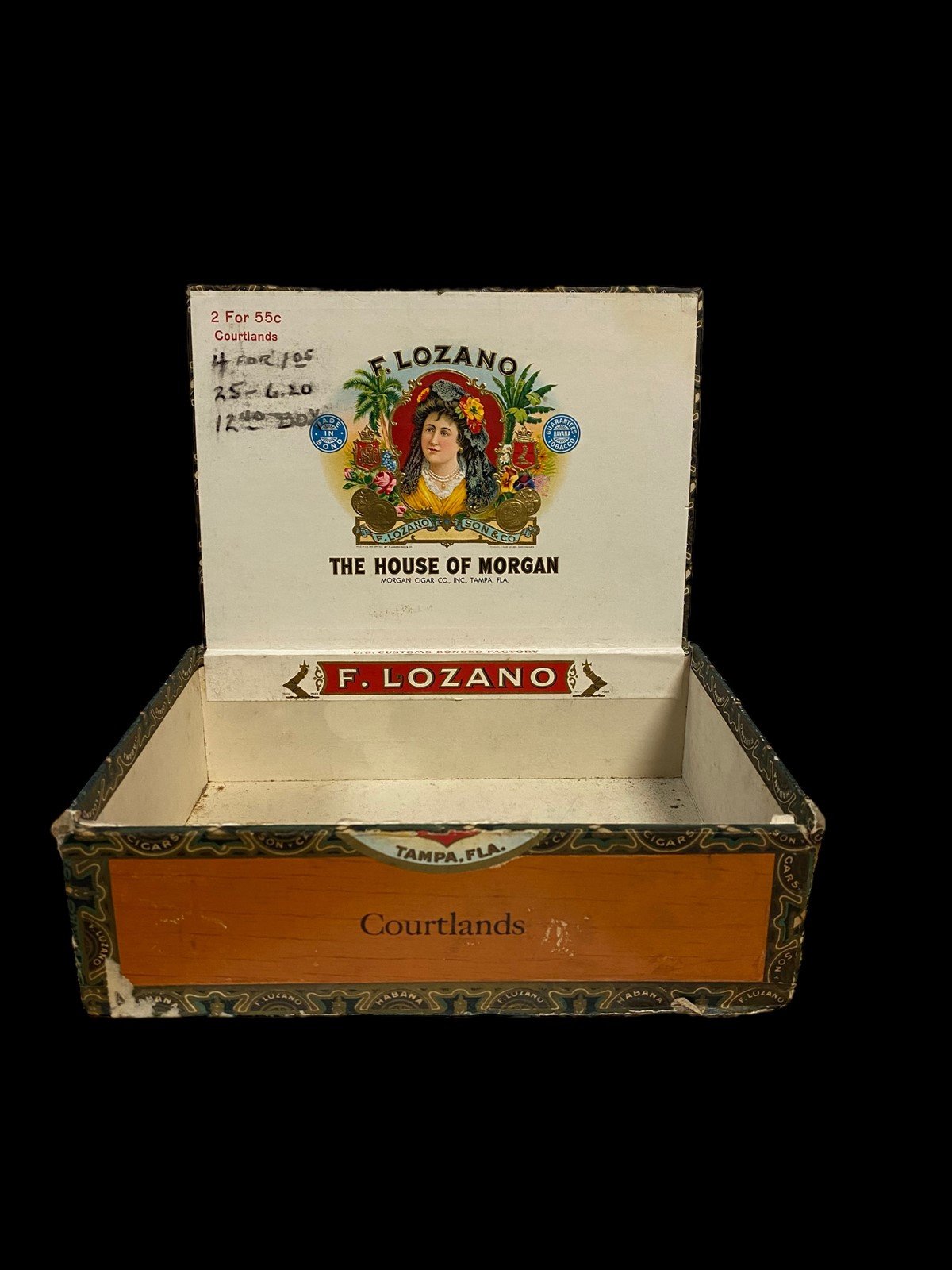 Cigar Box Vintage F. Lozano Habana Cigar Box Empty Box