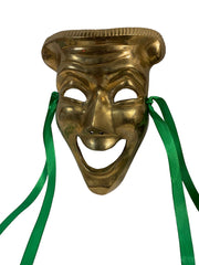 Brass Laughing Masquerade Mask Mime Mask Wall Decor Vintage