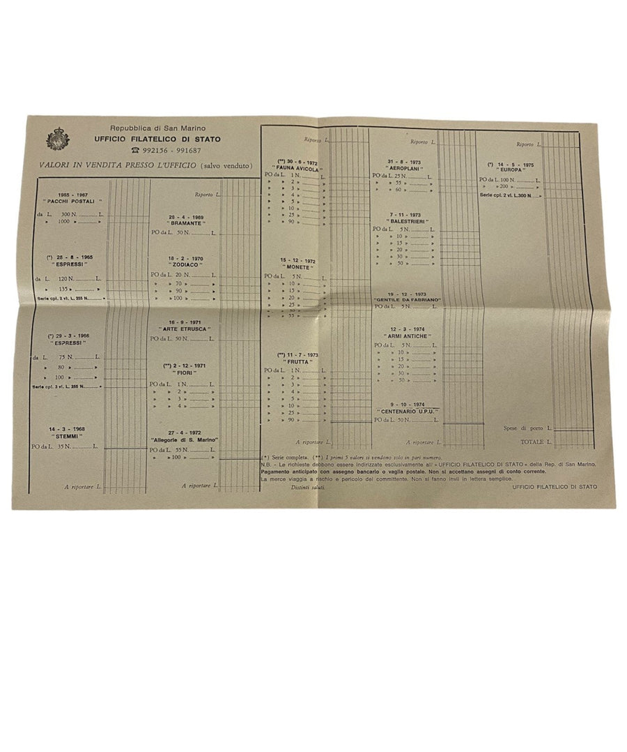 Repubblica Di San Marino Paper Stamps, Logs of Each Stamp Included (In Spanish)