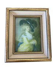 Framed Duchess of Devonshire Georgina Spencer Print Curved Glass Framed in 1930s