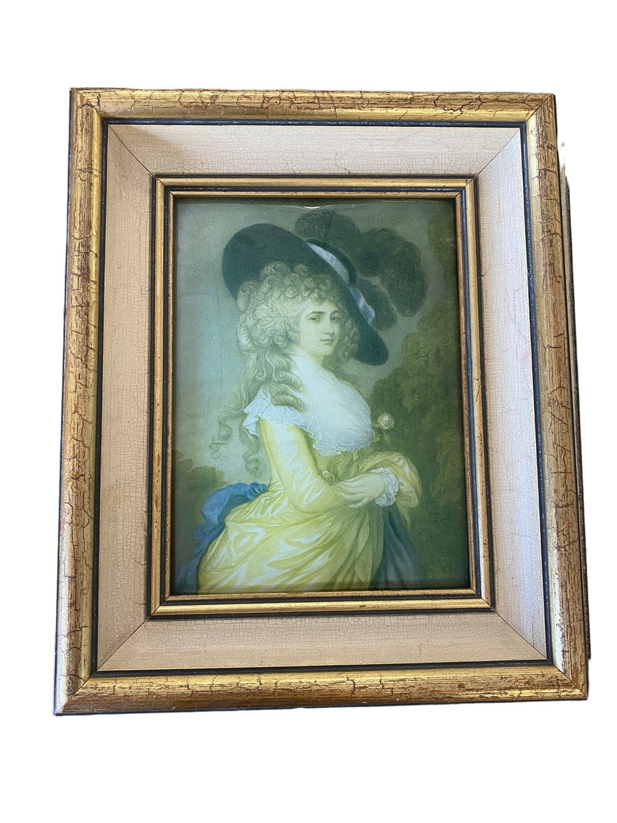 Framed Duchess of Devonshire Georgina Spencer Print Curved Glass Framed in 1930s