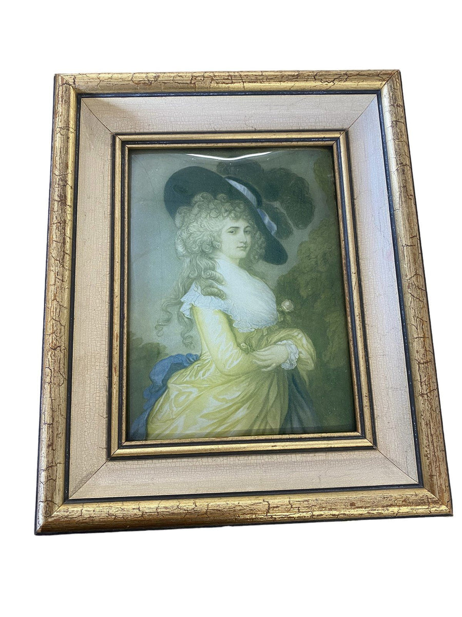 Framed Duchess of Devonshire Georgina Spencer Print Curved Glass Framed in 1930s