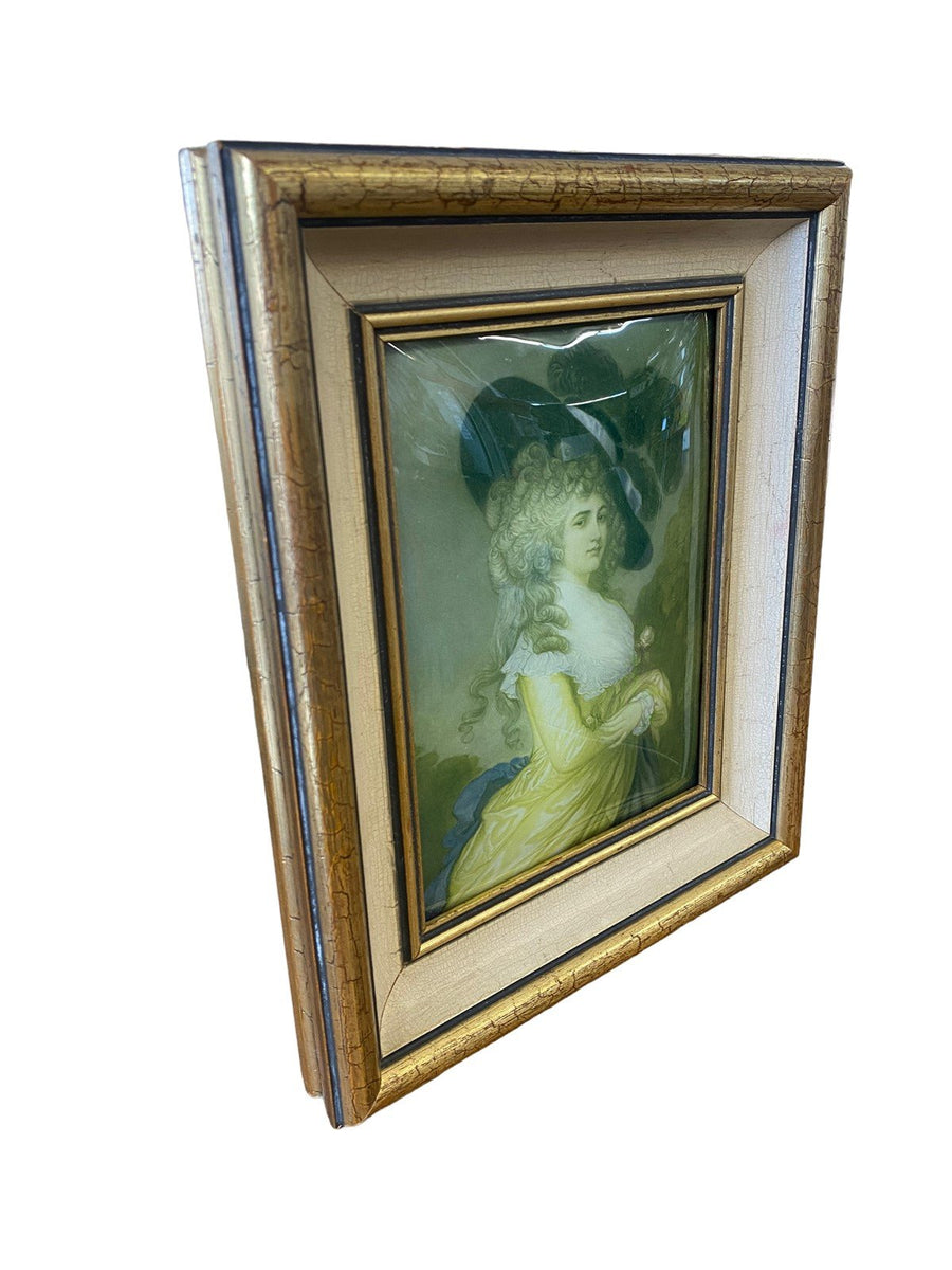Framed Duchess of Devonshire Georgina Spencer Print Curved Glass Framed in 1930s