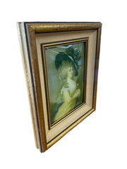 Framed Duchess of Devonshire Georgina Spencer Print Curved Glass Framed in 1930s