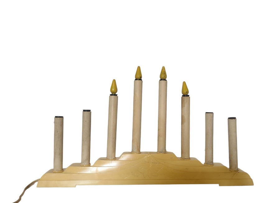 Flameless Candle Electric Window Display Eight Candlesticks Vintage Holiday